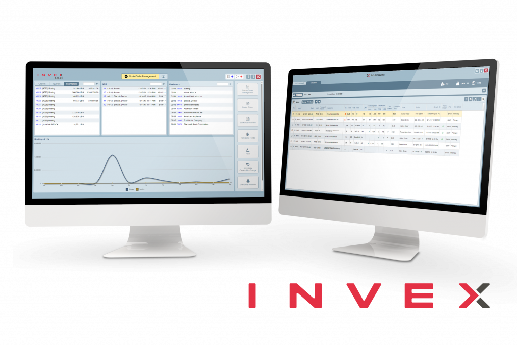 Mockup of invex screens on two desktops