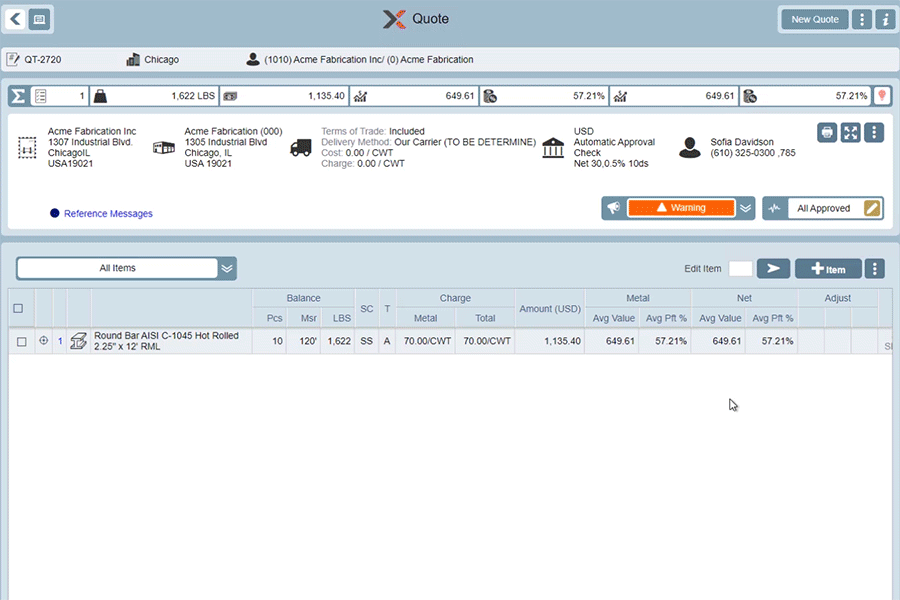 invex metal manufacturing cloud based epr software A GIF image shows an INVEX user adjusting the quantity of a product in a quote. 