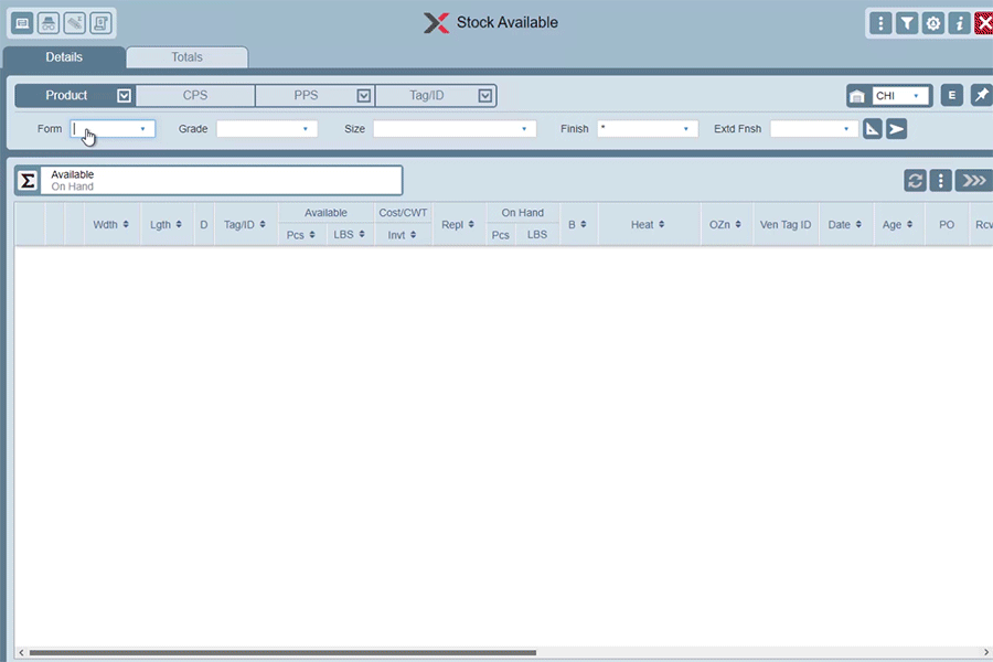 invex metal manufacturing cloud based epr software A GIF image shows an INVEX user looking up the available stock inventory of a product. 